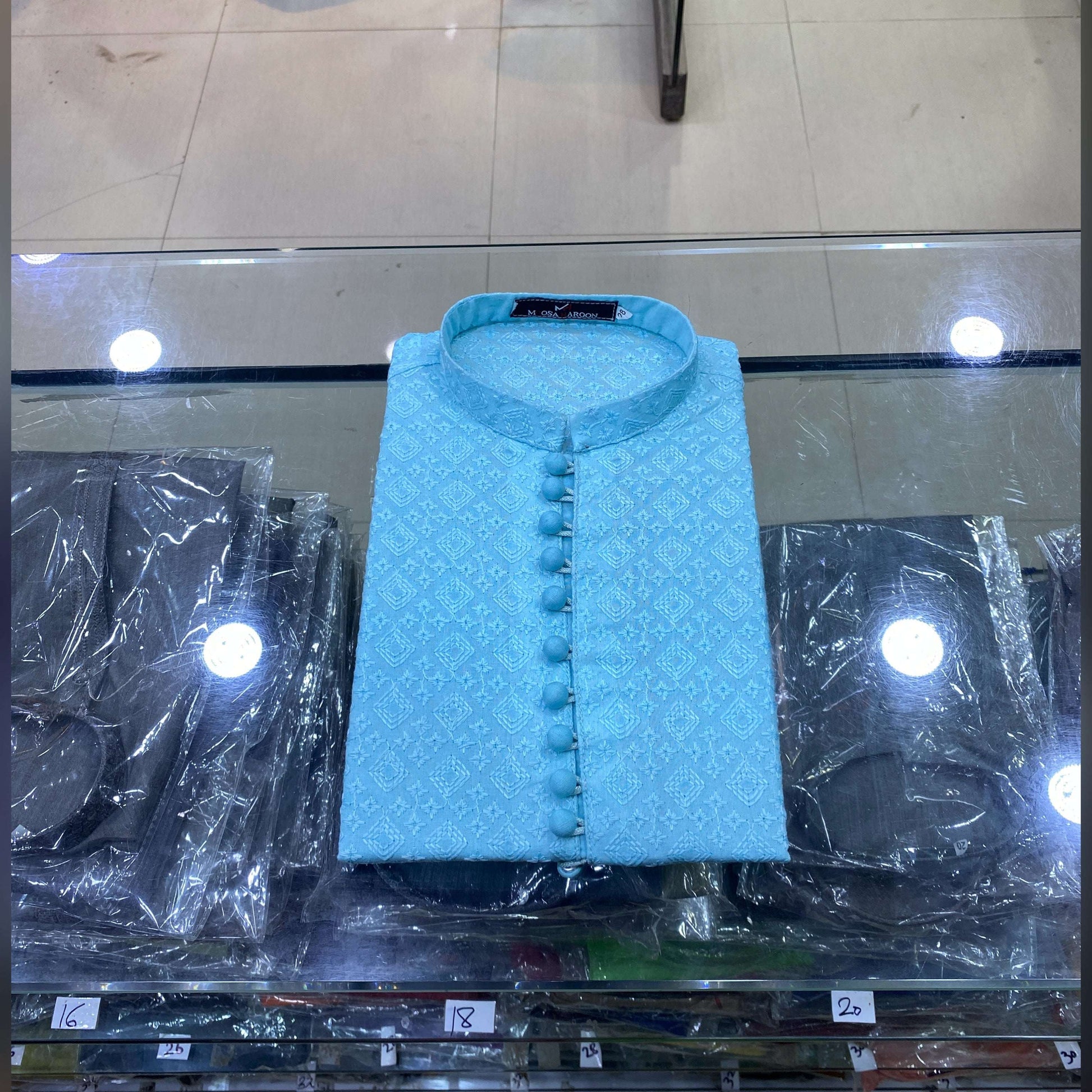 Sky Blue Chickenkari Kurta Pajama