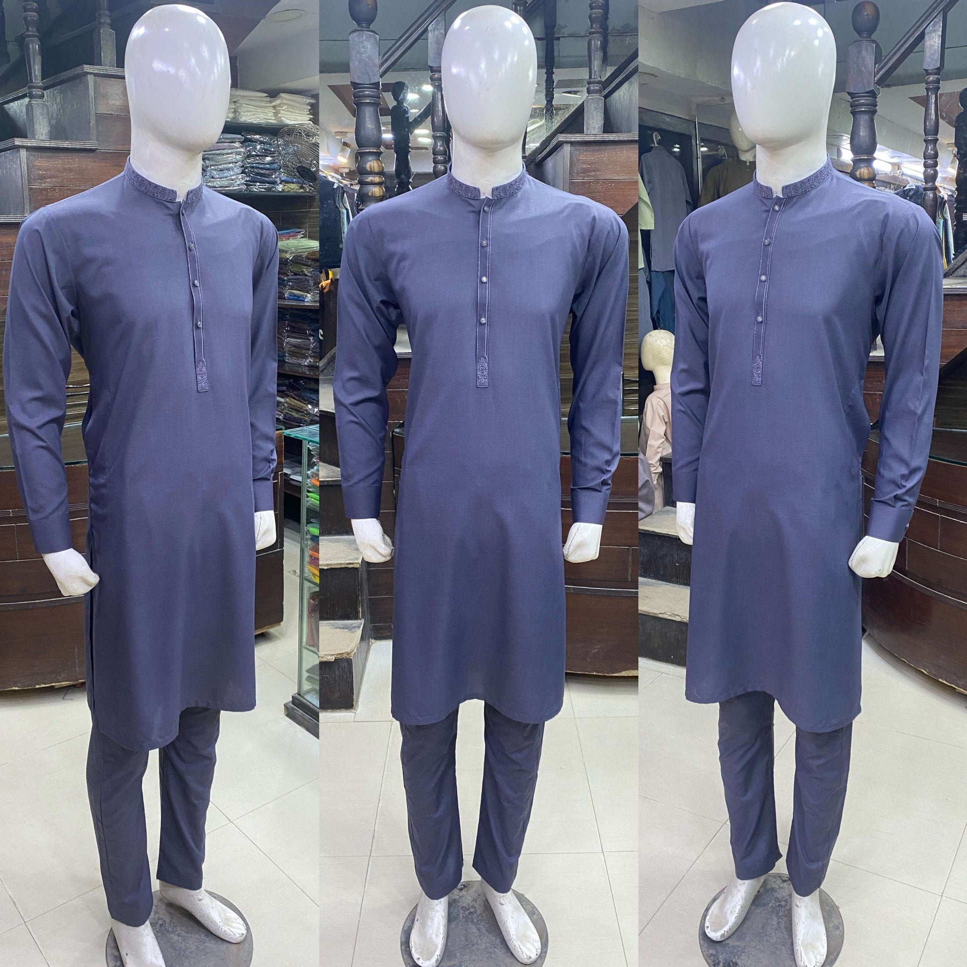 Shadow Plum Embroidered Kurta Pajama/Shalwar