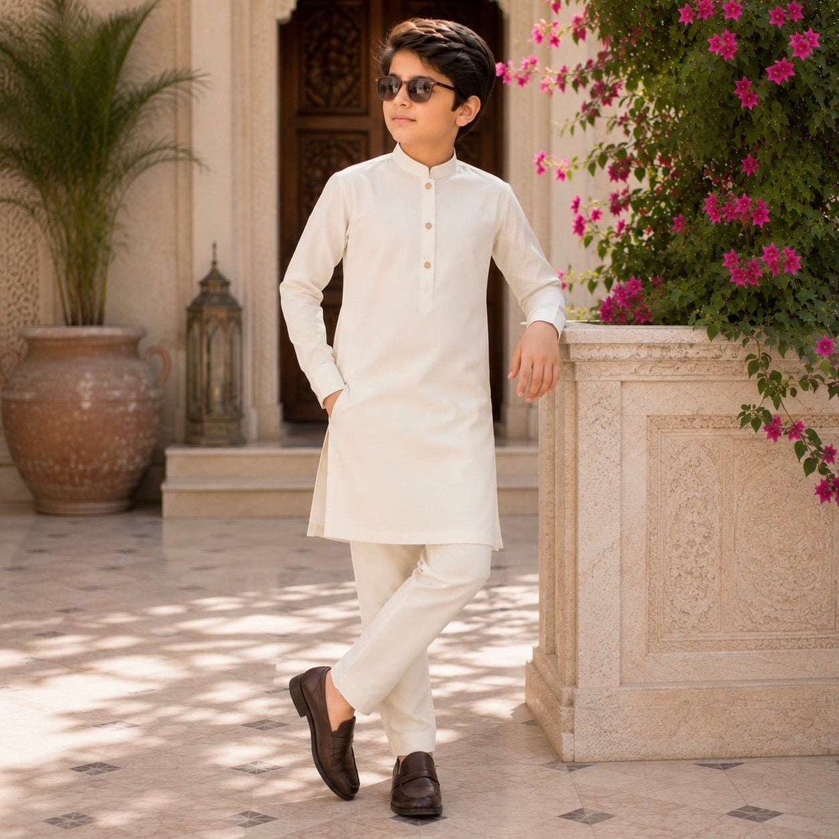Cream Boski Premium Kurta Pajama/Shalwar