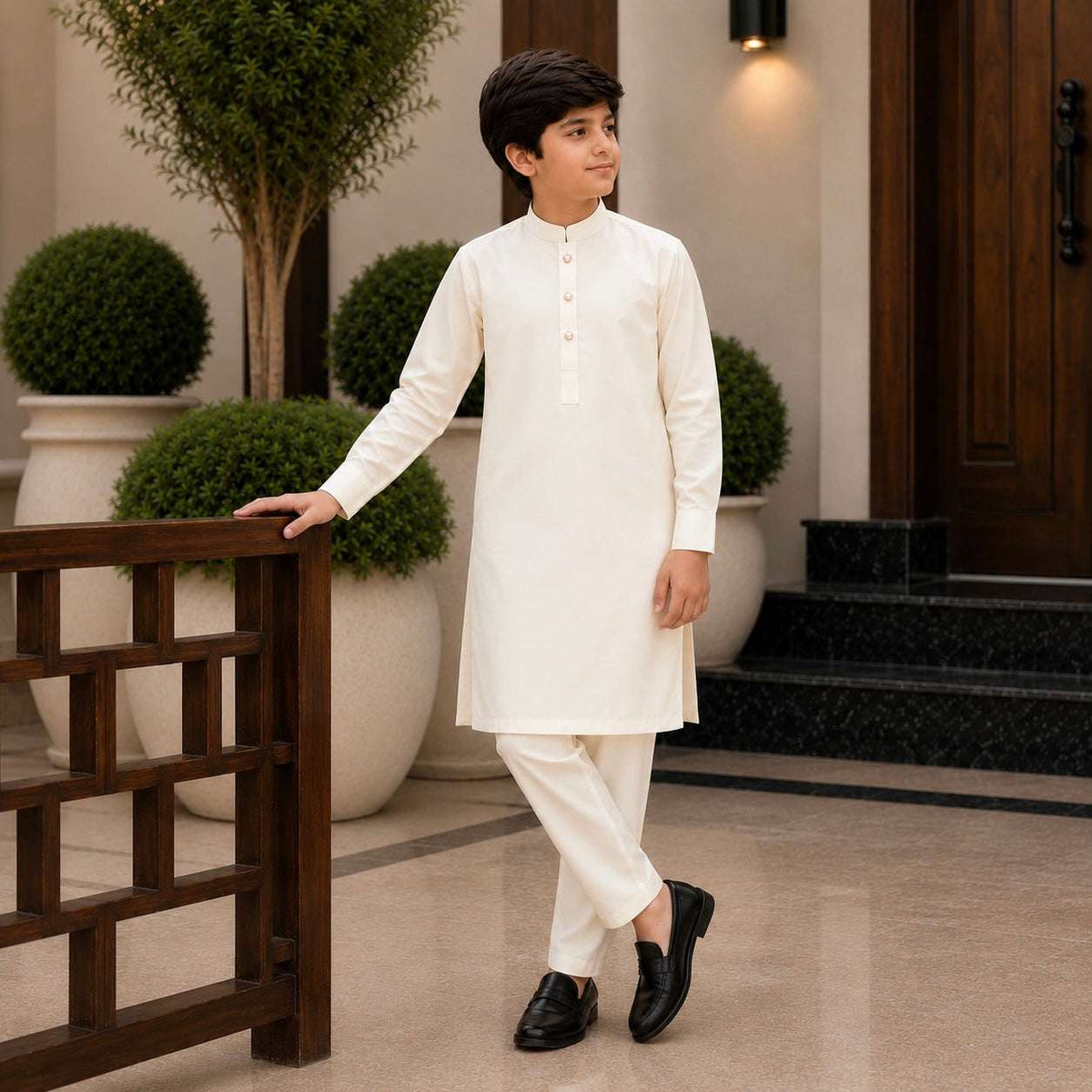 Cream Boski Premium Kurta Pajama/Shalwar