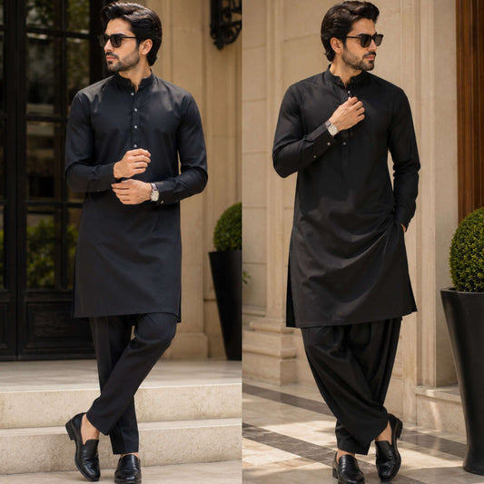 Jet Black Premium Kurta Pajama/Shalwar