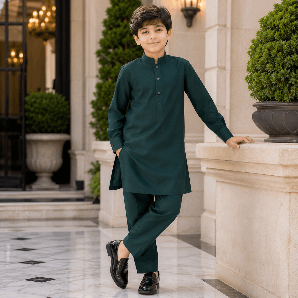 Dark Bottle Green Premium Kurta Pajama/Shalwar