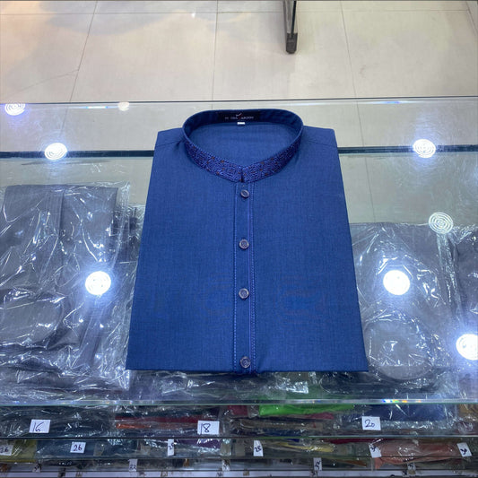 Slate Blue Embroidered Kurta Pajama/Shalwar