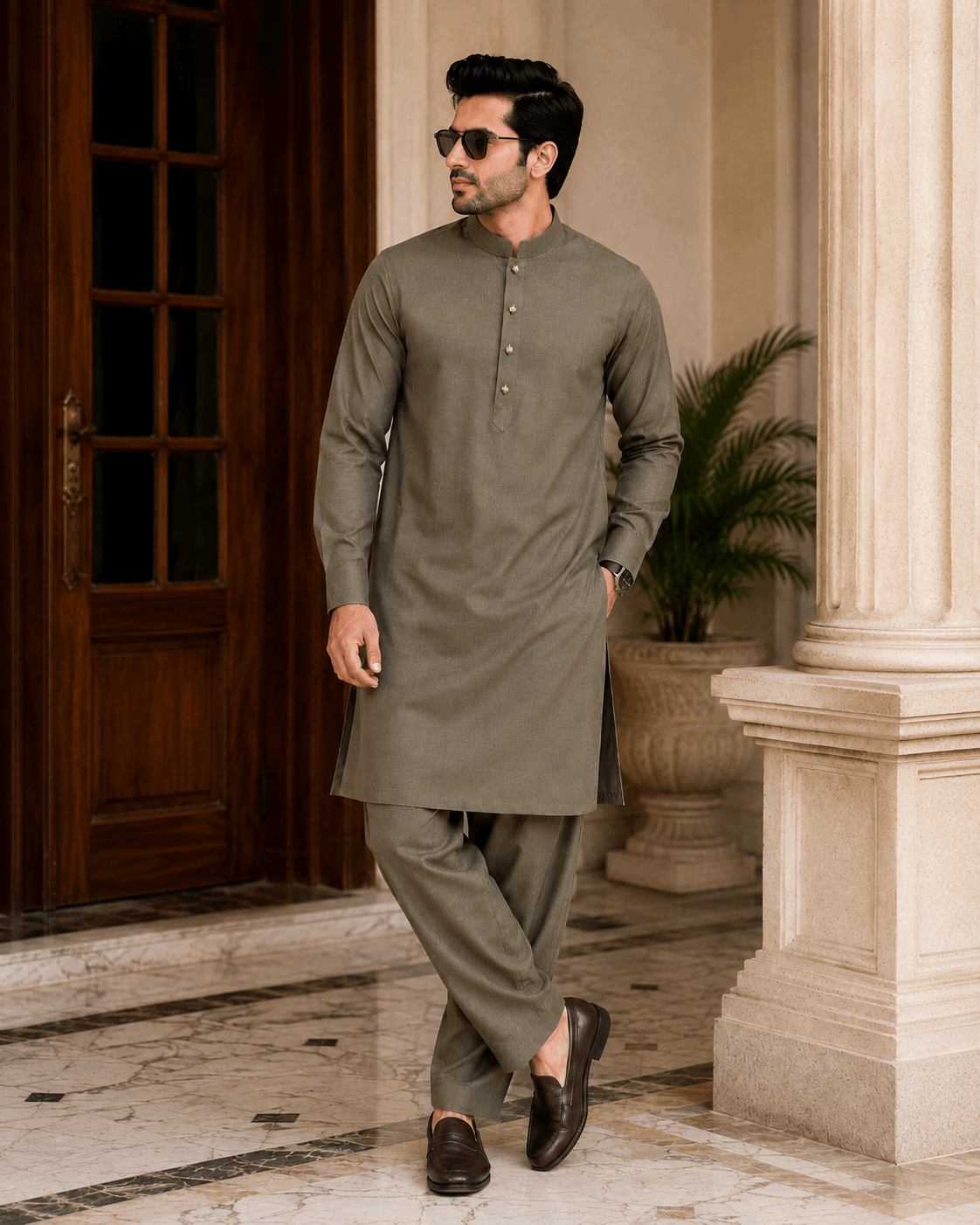 Olive Green Premium Kurta Pajama/Shalwar