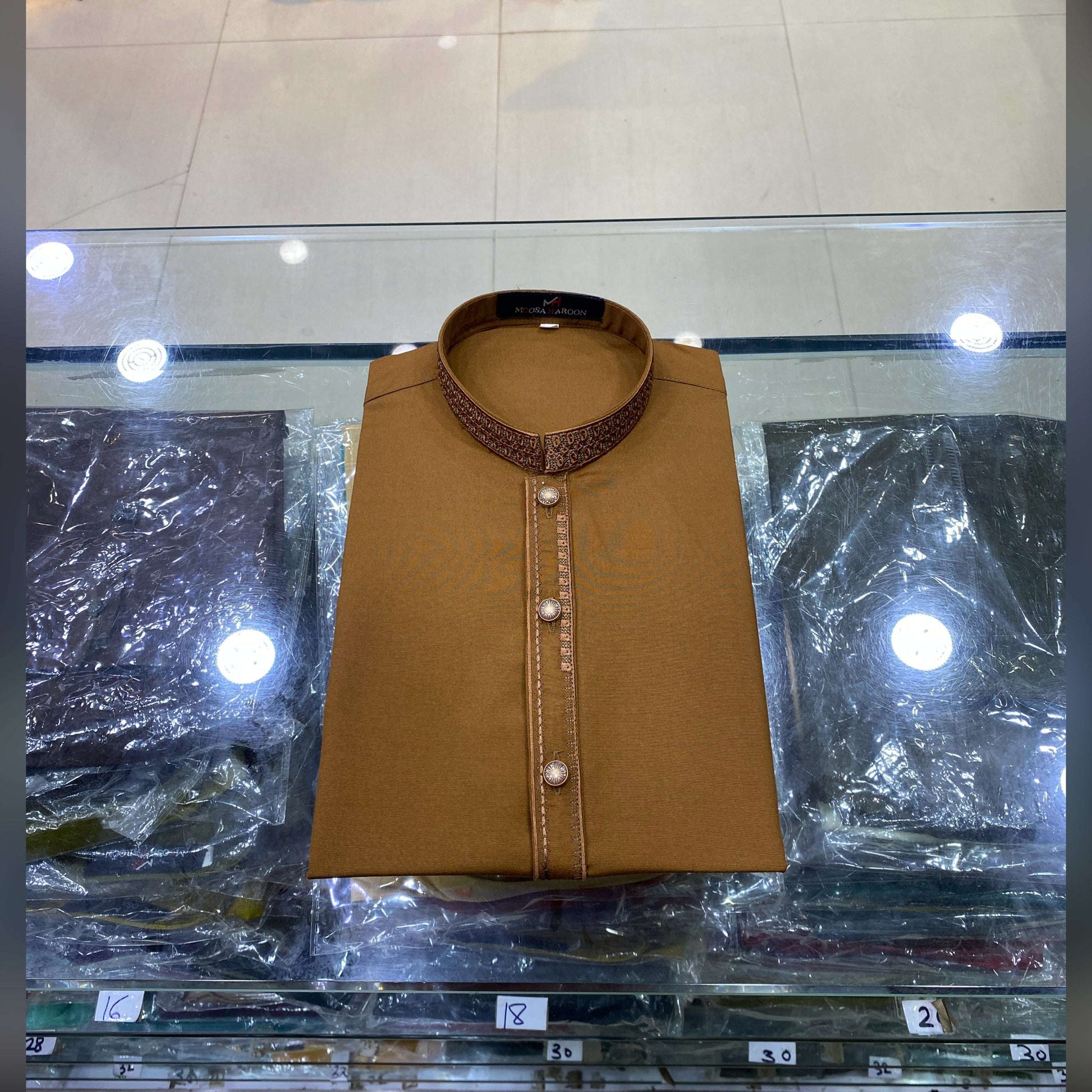 Mustard Brown Embroidered Kurta Pajama/Shalwar
