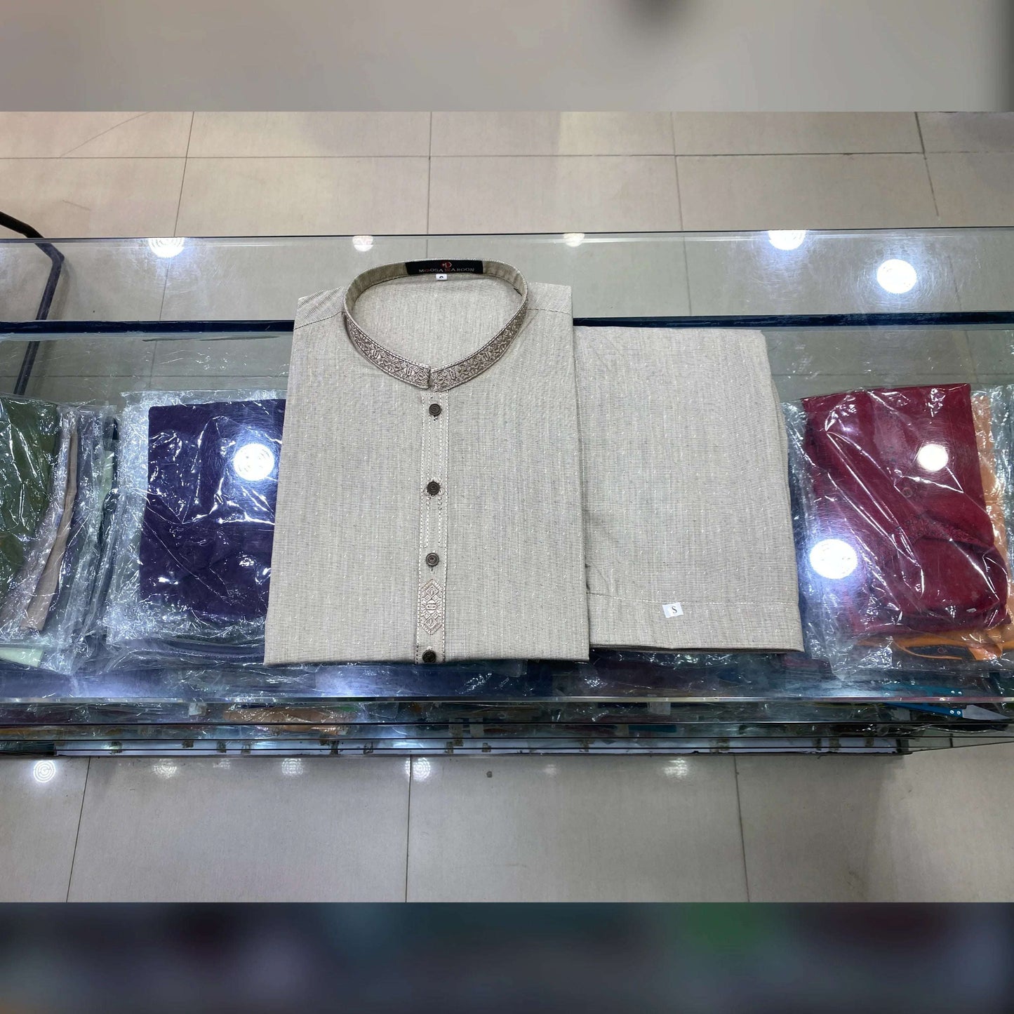 Dusty Cream Embroidered Kurta Pajama/Shalwar