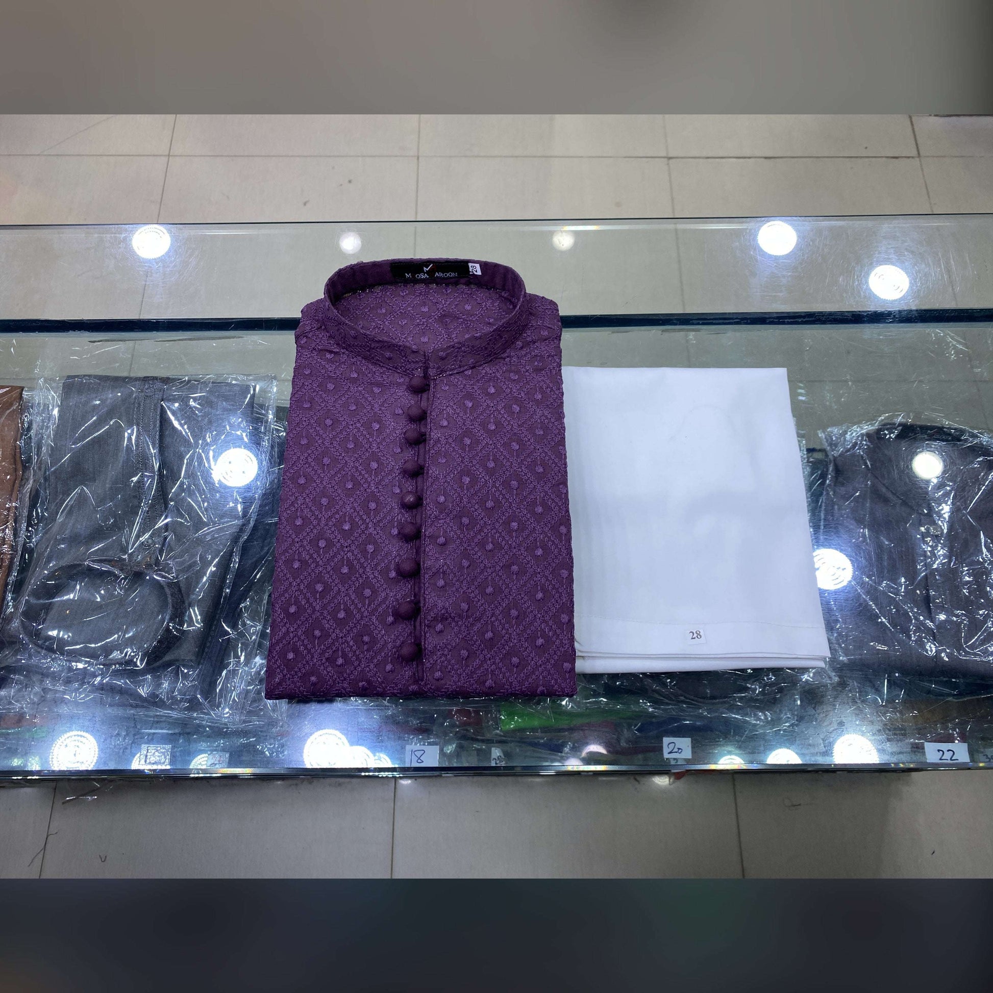 Grape Purple Chickenkari Kurta Pajama