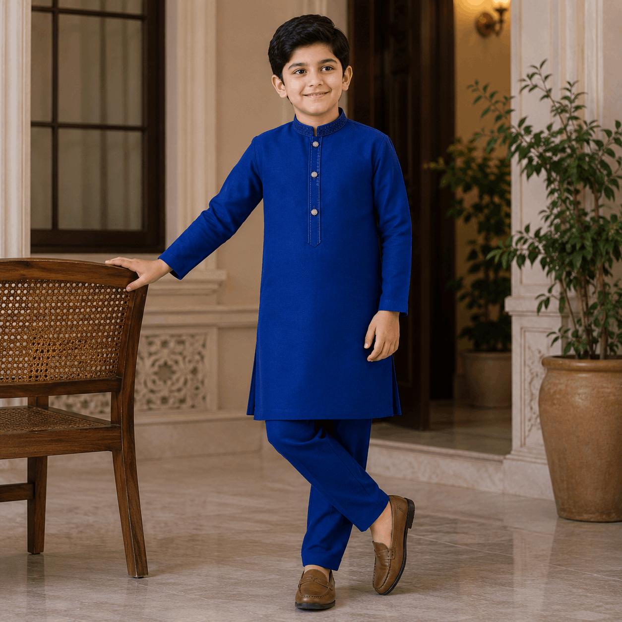 Royal Blue Embroidered Kurta Pajama/Shalwar