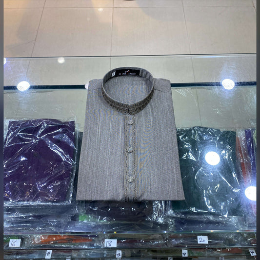 Dusty Stone Embroidered Kurta Pajama