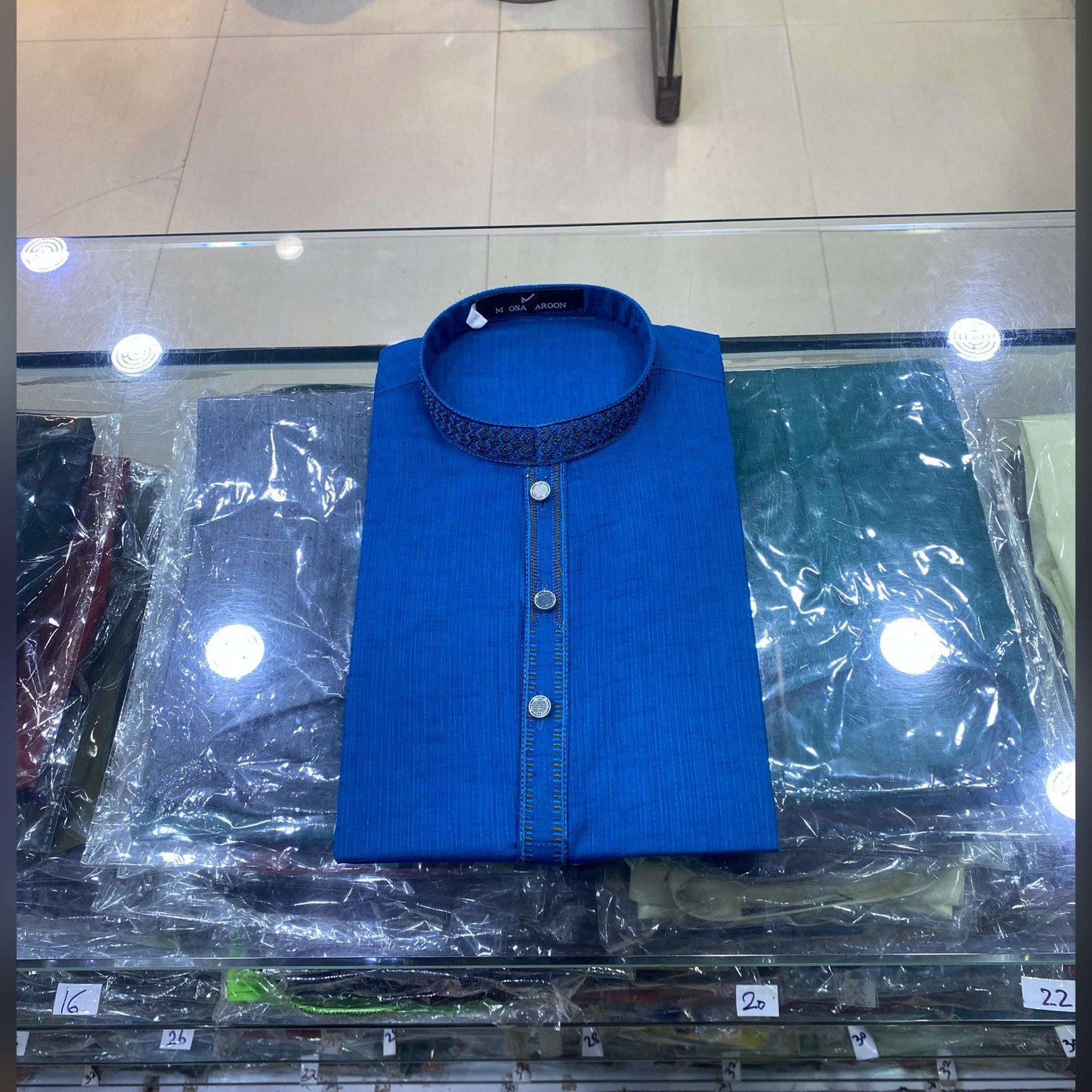Royal Blue Embroided Pure Cotton Kurta Pajama