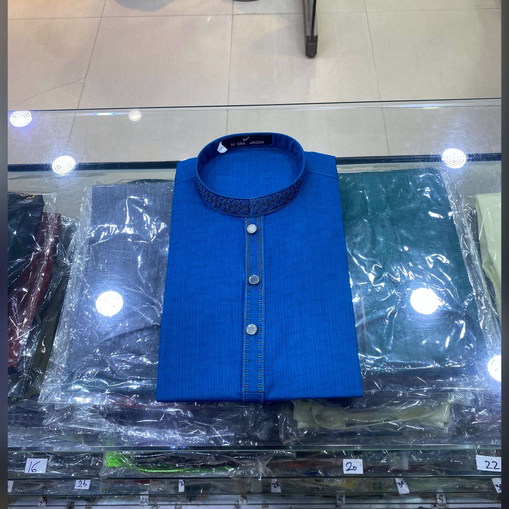 Royal Blue Embroided Pure Cotton Kurta Pajama