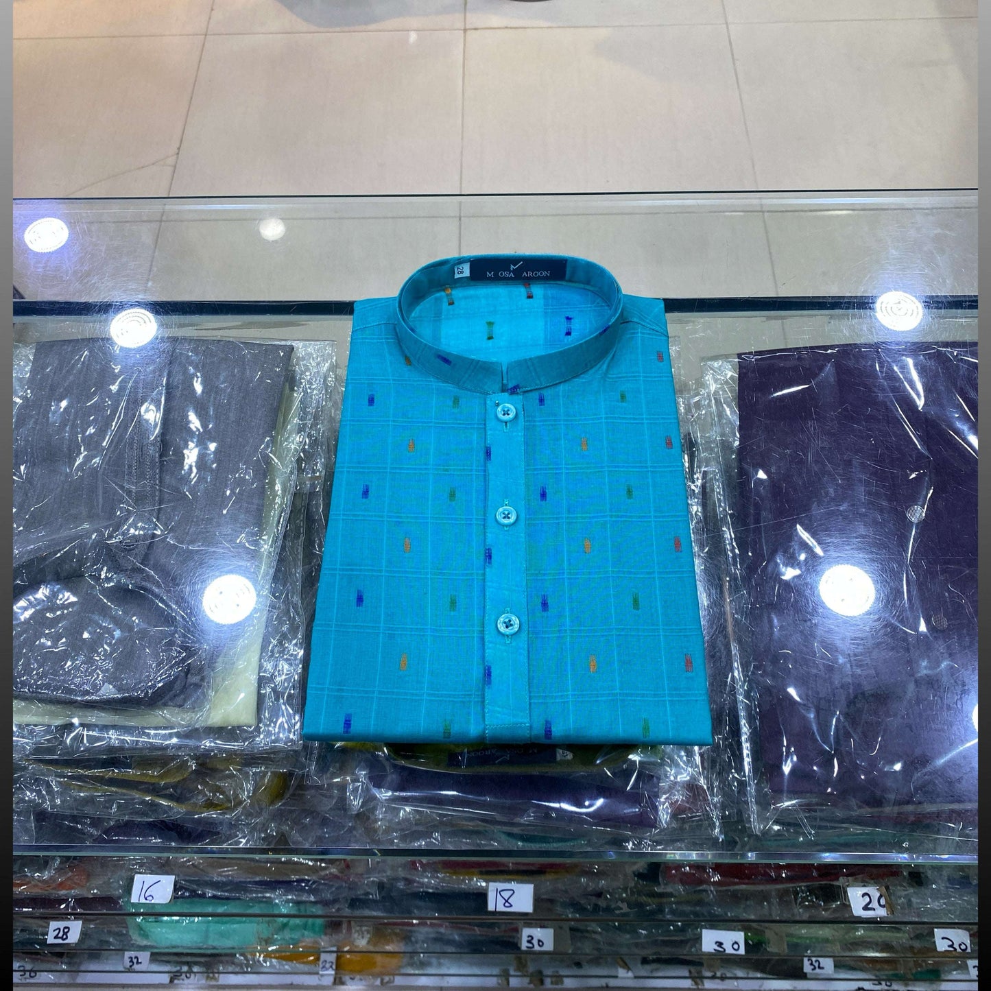 Turquoise Blue Dobby Texture Pure Cotton Kurta Pajama
