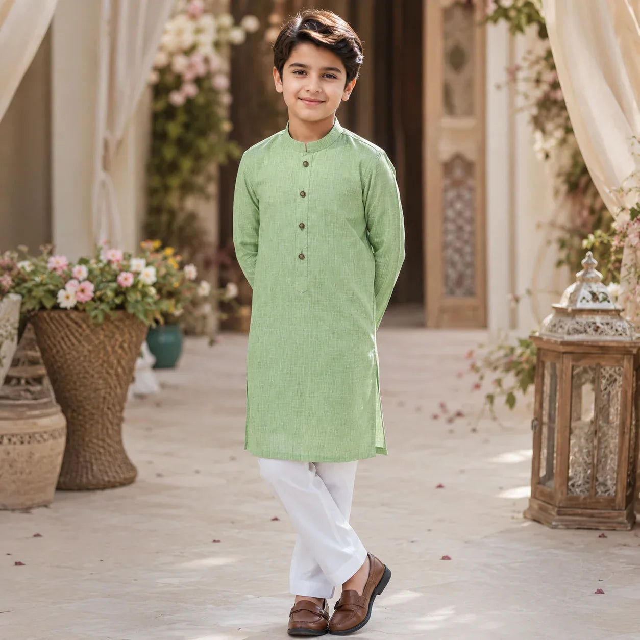 Pistachio Green Pure Cotton Kurta Pajama