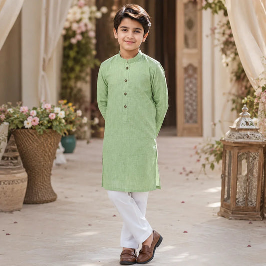 Pistachio Green Pure Cotton Kurta Pajama