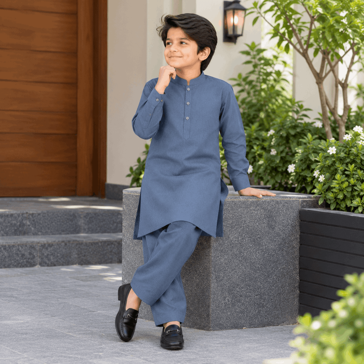 Bluish Grey Premium Kurta Shalwar