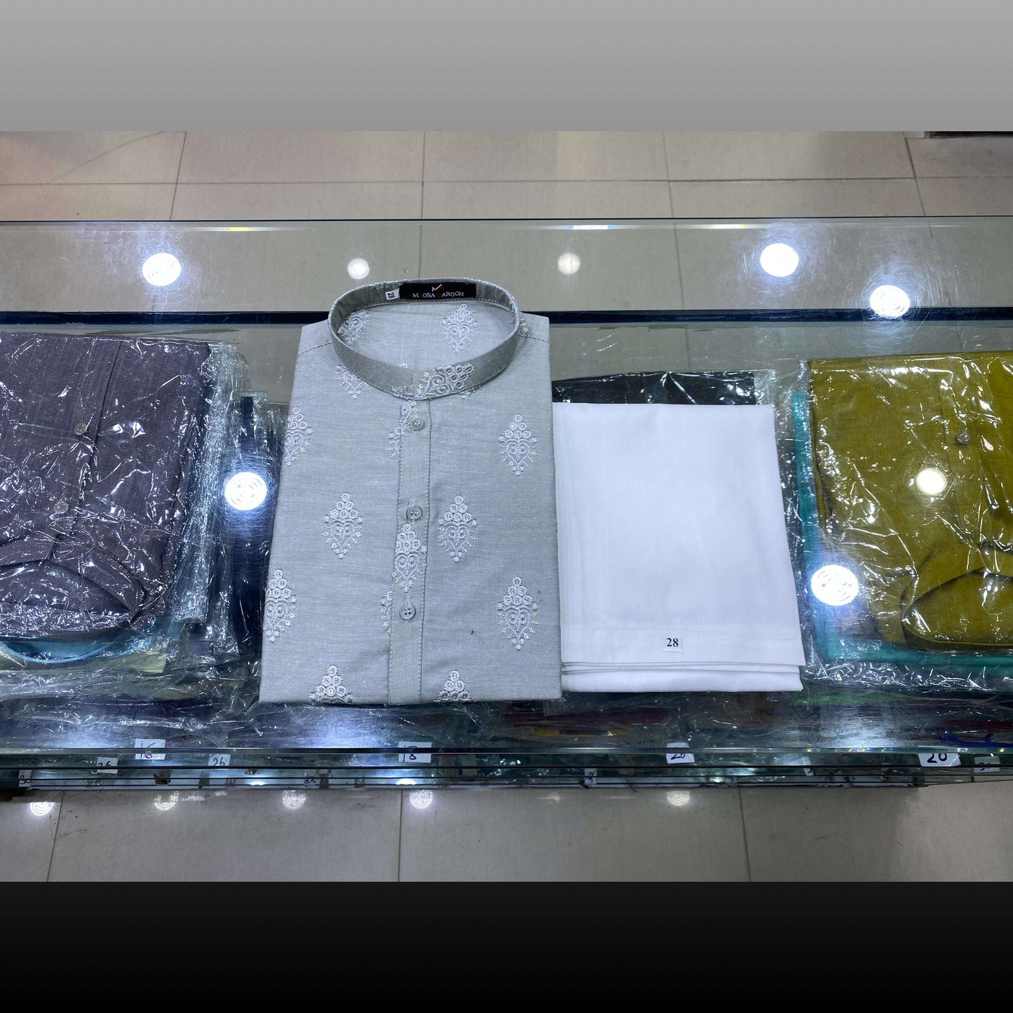 Ash Grey Motif Kurta Pajama