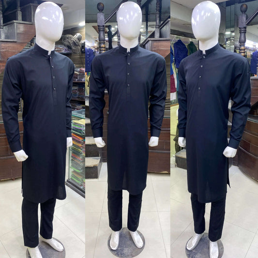 Premium Jet Black Kurta Pajama / Shalwar Kameez