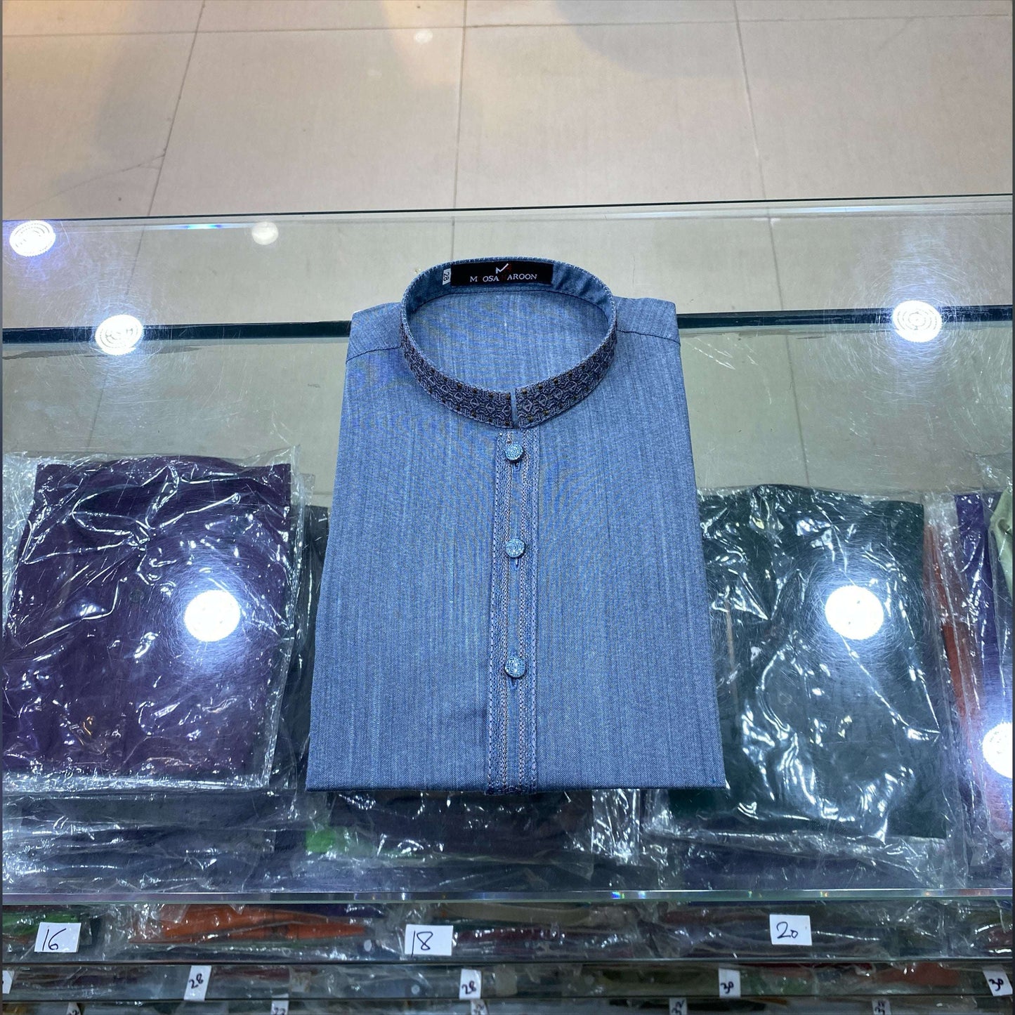 Steel Blue Embroidered Kurta Pajama
