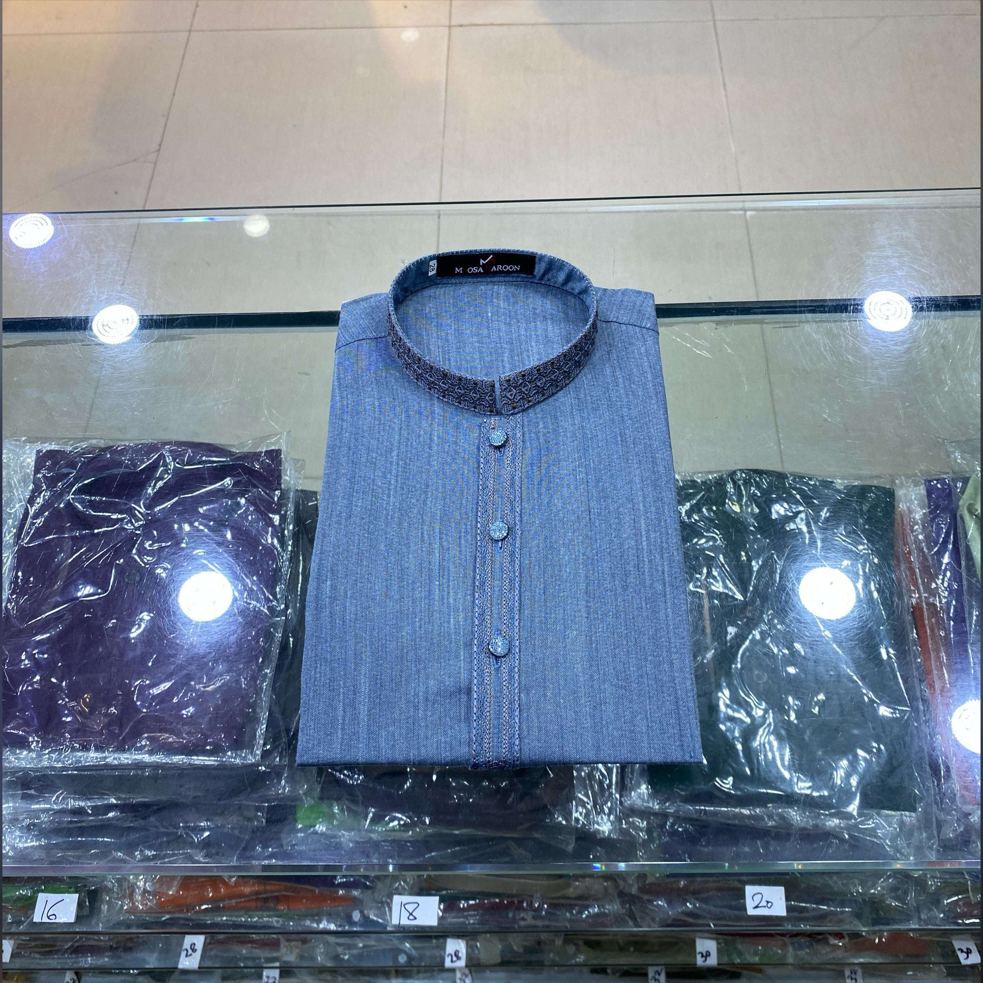 Steel Blue Embroidered Kurta Pajama