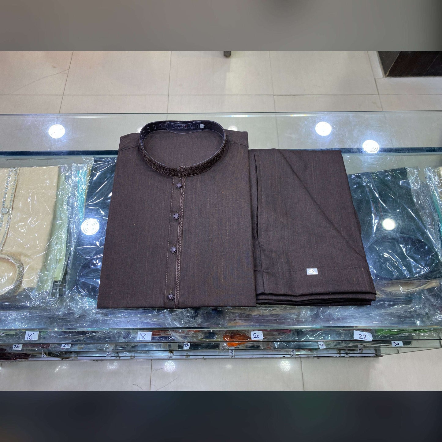 Chocolate Brown Embroidered Kurta Pajama/Shalwar