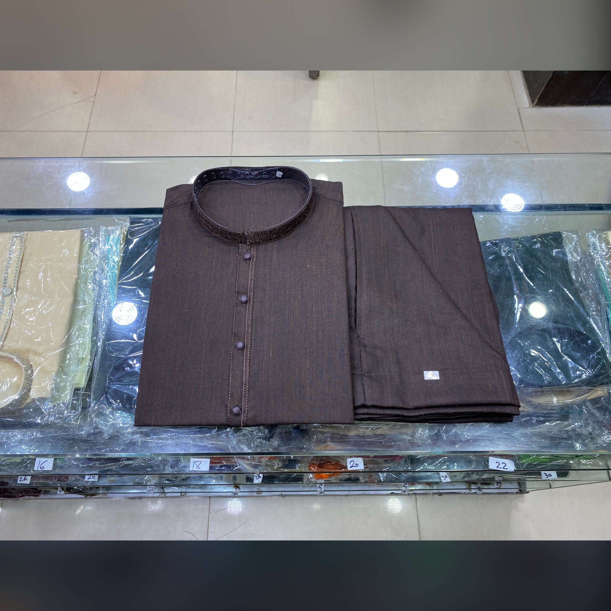Chocolate Brown Embroidered Kurta Pajama/Shalwar