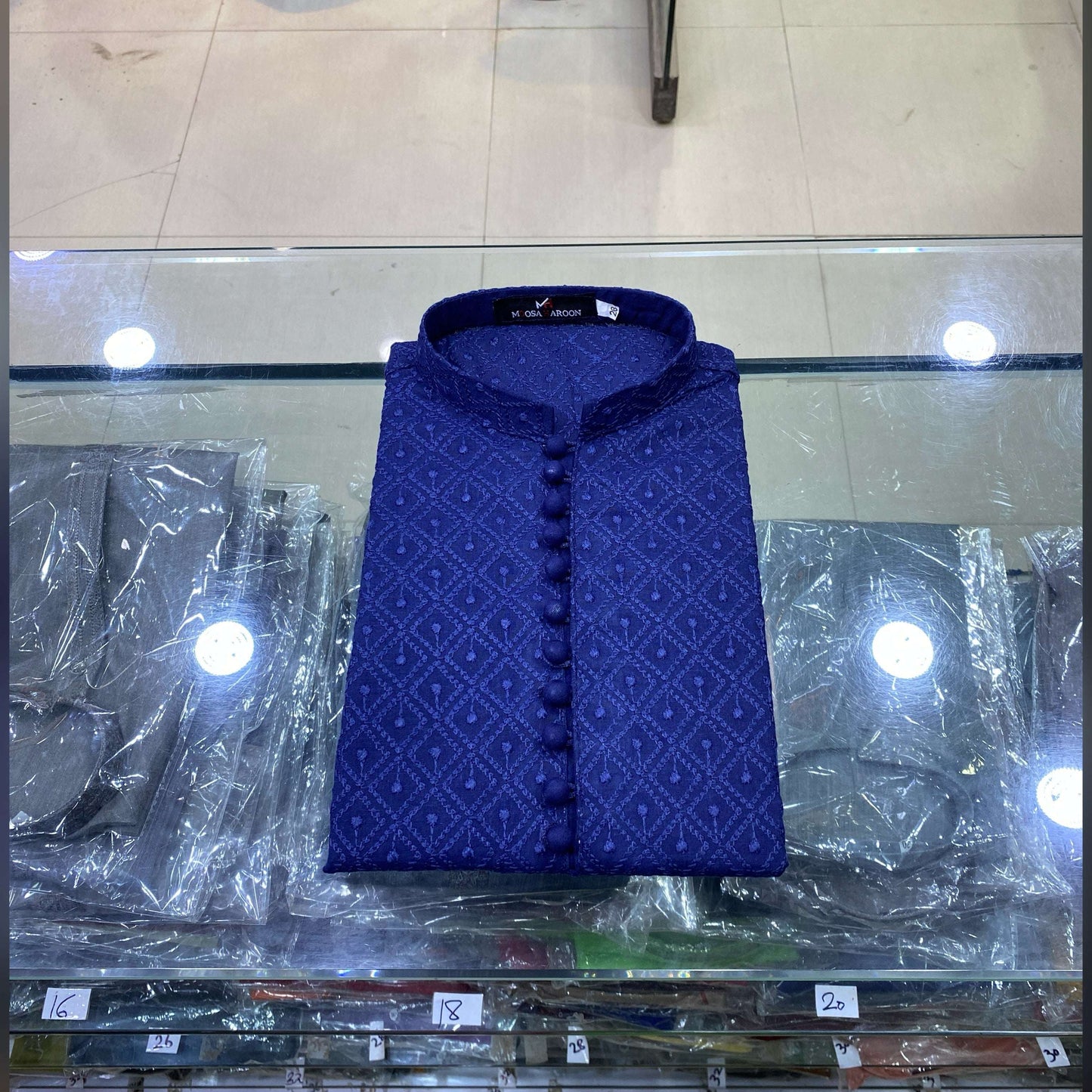 Dark Blue Chickenkari Kurta Pajama