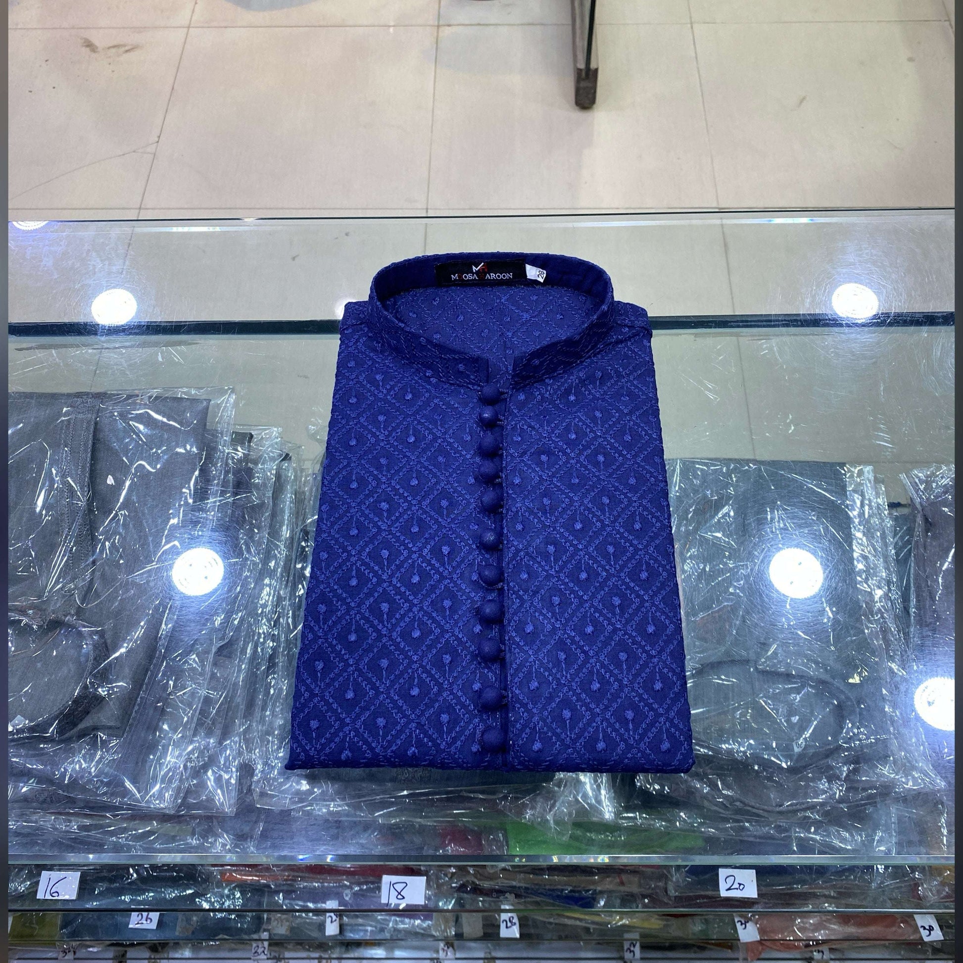 Dark Blue Chickenkari Kurta Pajama