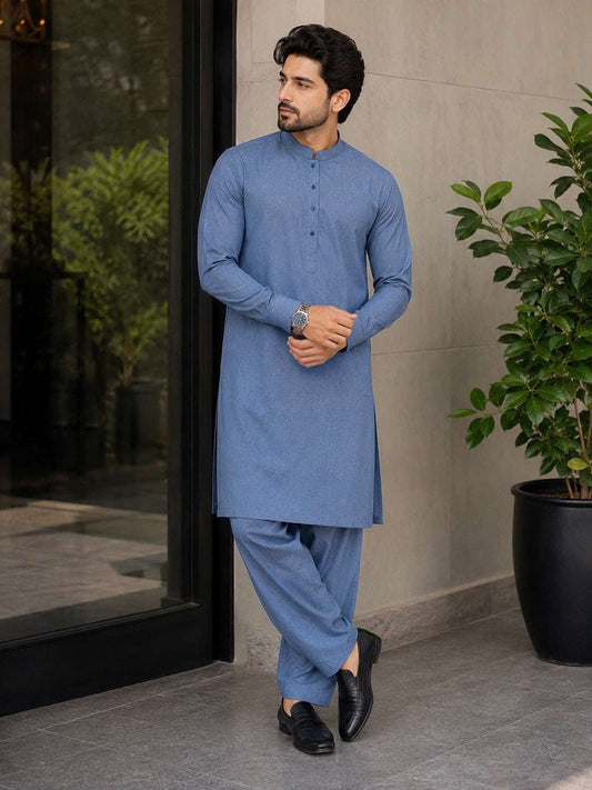 Denim Blue Premium Kurta Pajama/Shalwar