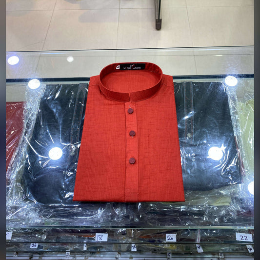 Rust Red Pure Cotton Kurta Pajama