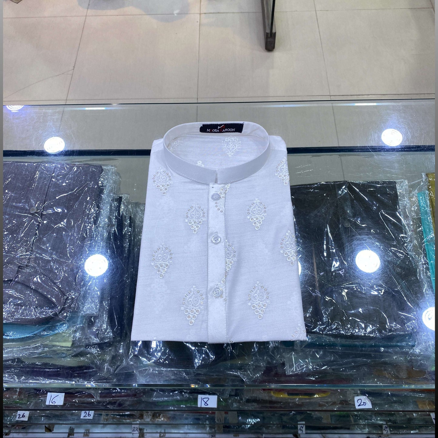 Pearl White Motif Kurta Pajama (Copy)