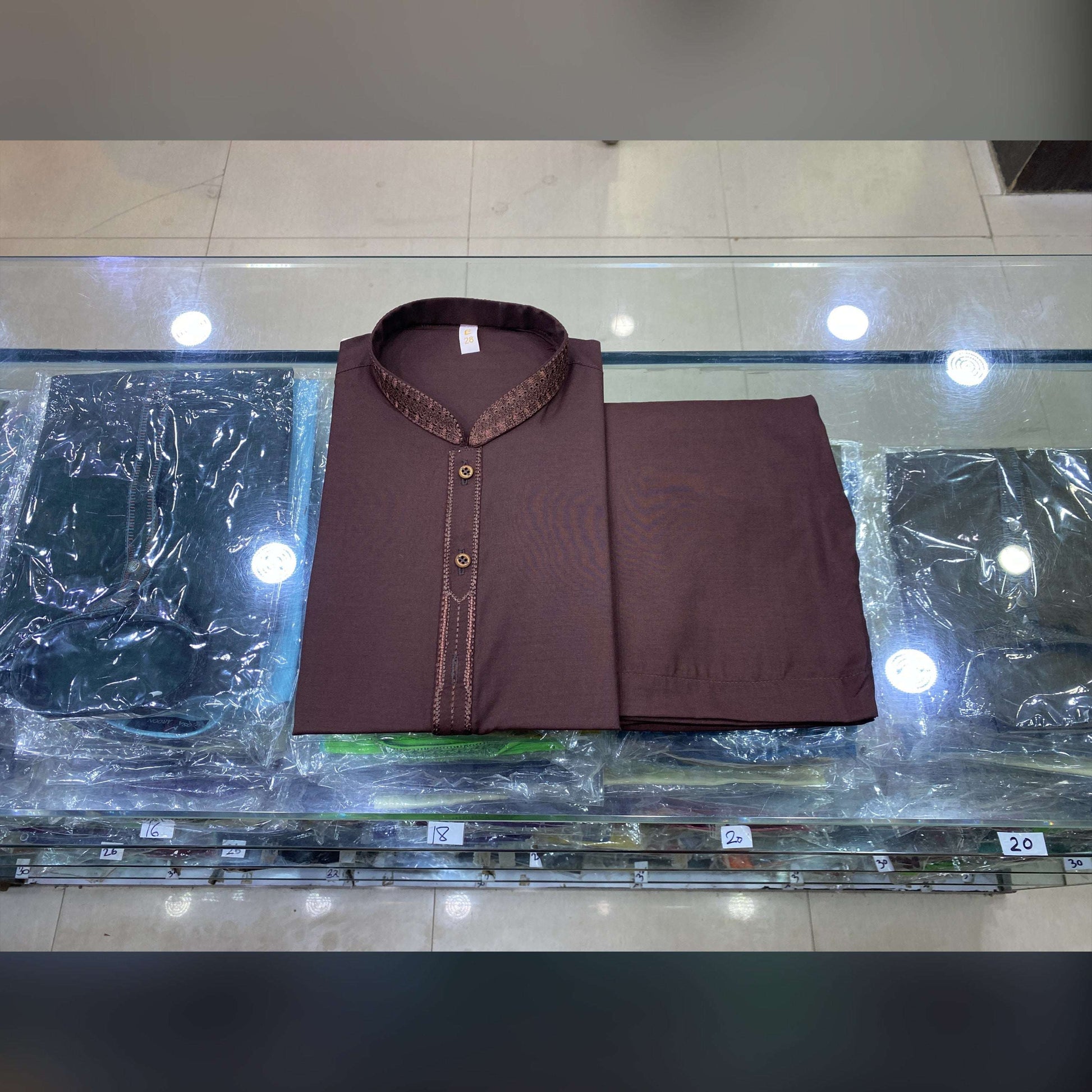 Chocolate Brown Embroidered Kurta Pajama