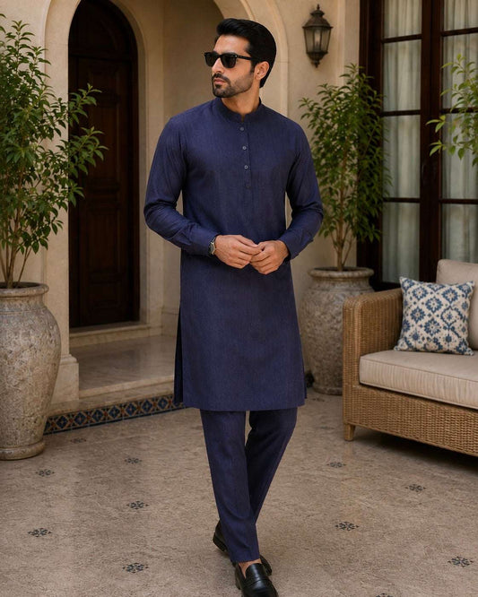 Indigo Blue Embroidered Kurta Pajama/Shalwar