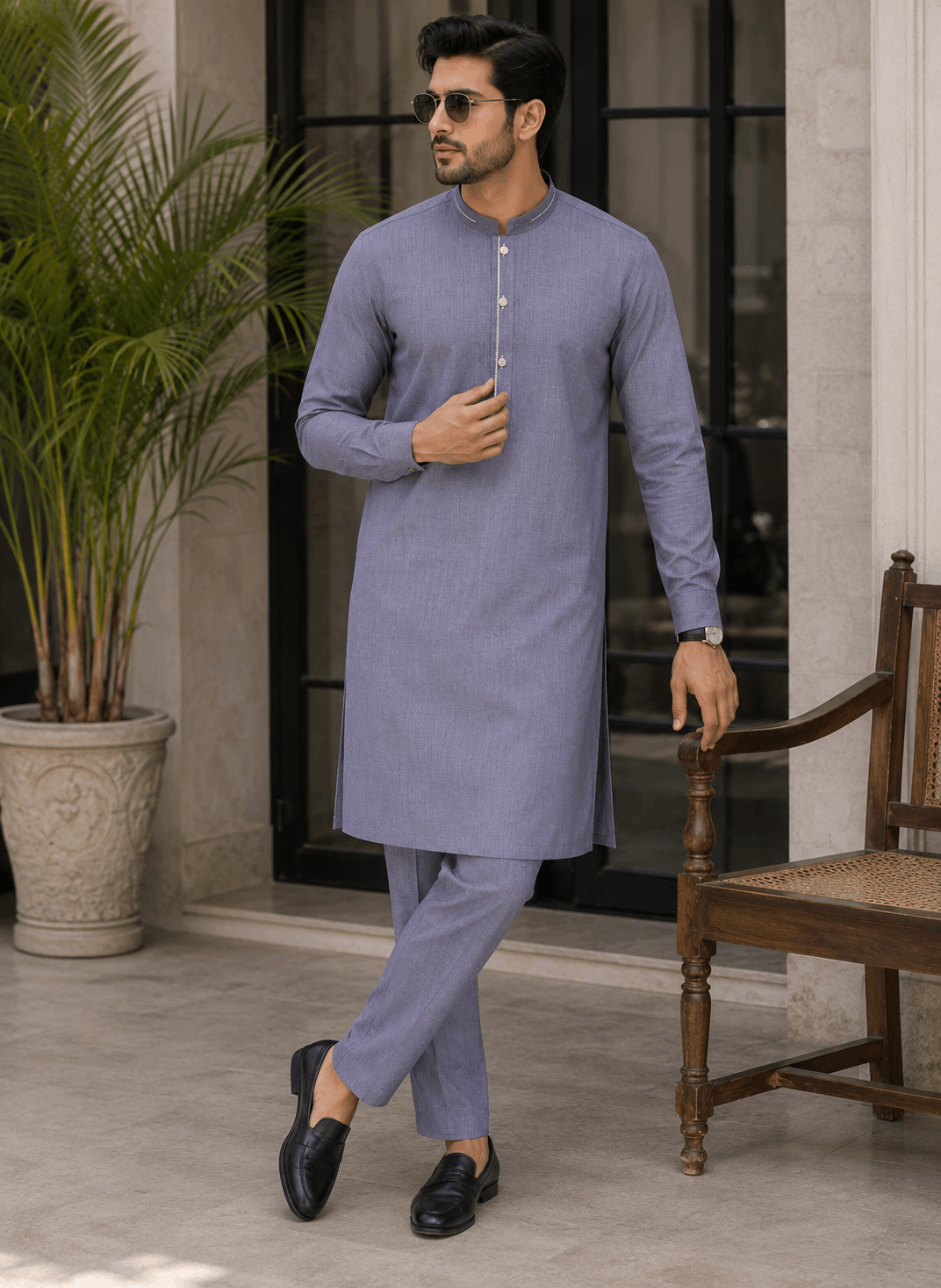 Muted Plum Designing Kurta Pajama/Shalwar