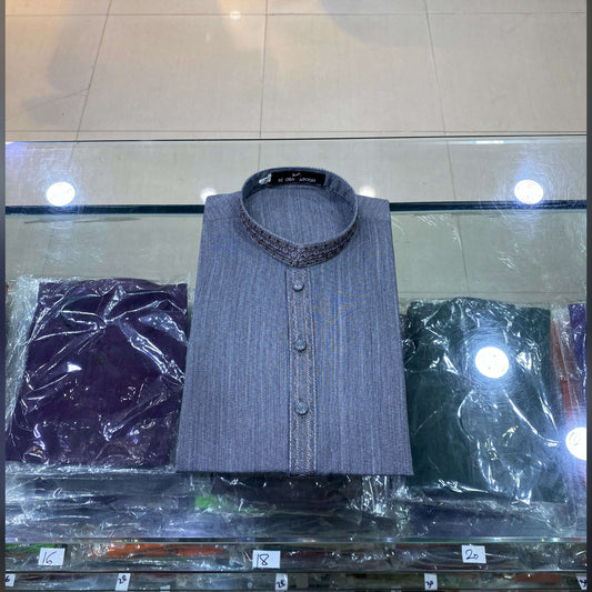 Smoky Grey Embroidered Kurta Pajama