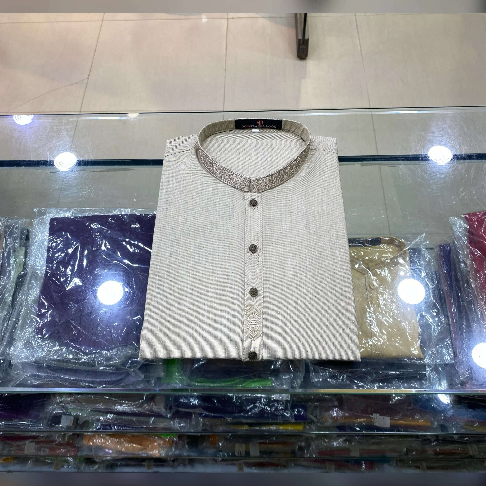 Dusty Cream Embroidered Kurta Pajama/Shalwar