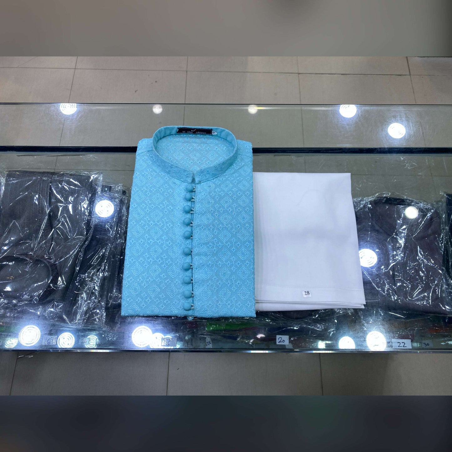 Sky Blue Chickenkari Kurta Pajama