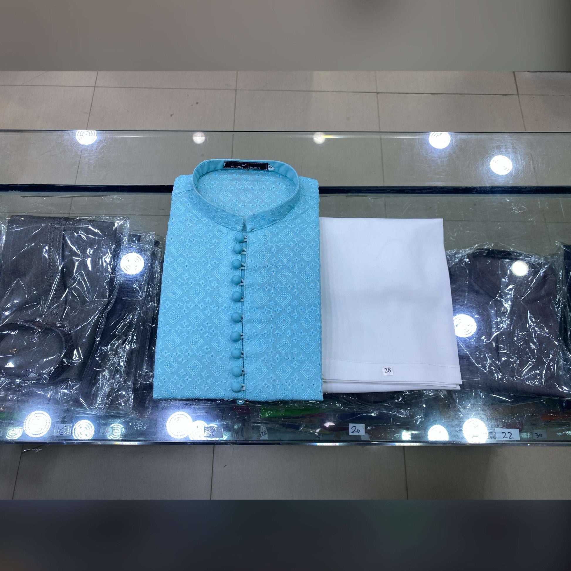 Sky Blue Chickenkari Kurta Pajama