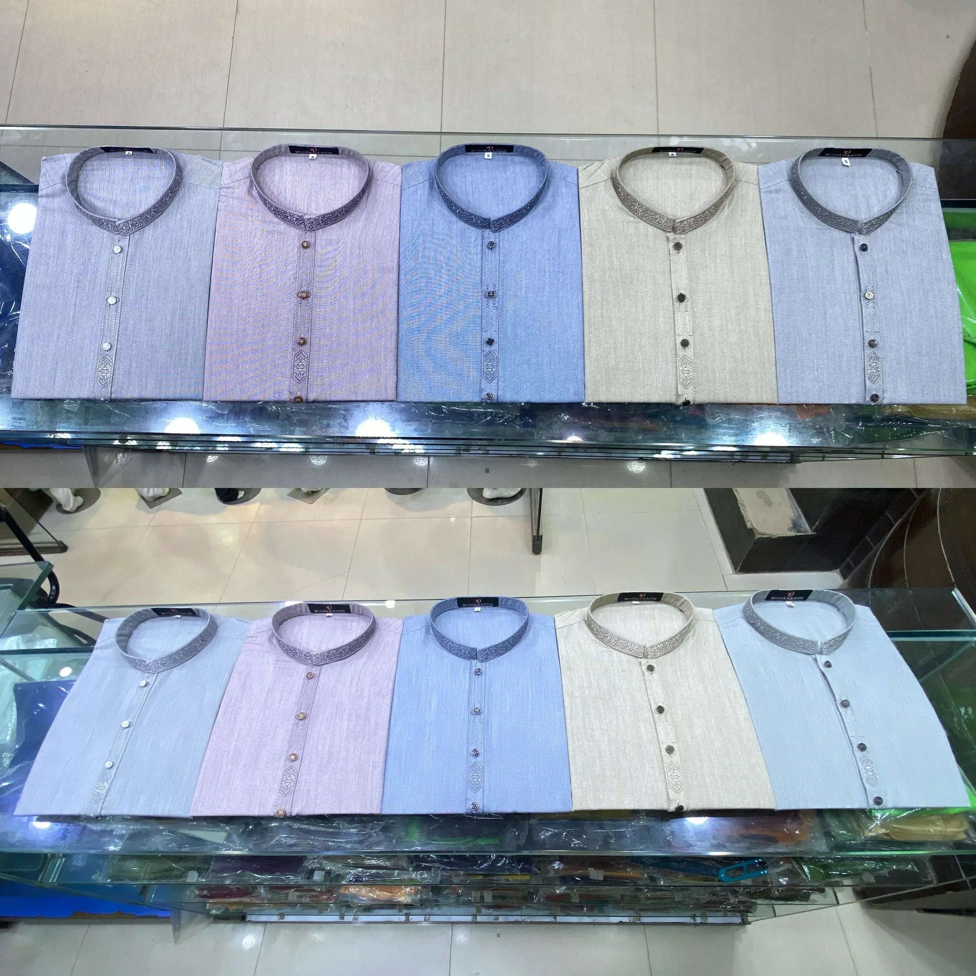 Metallic Ash Grey Embroidered Kurta Pajama/Shalwar