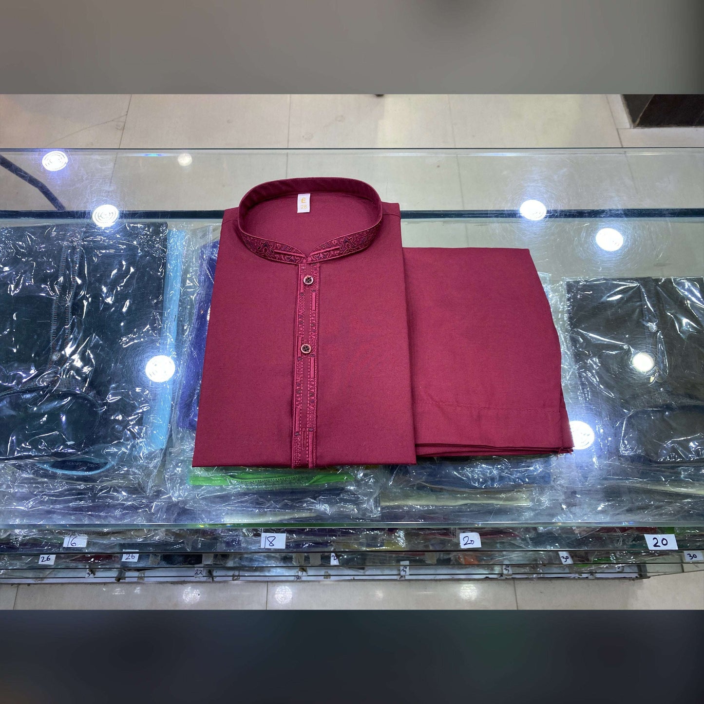 Redish Mahroon Embroidered Kurta Pajama