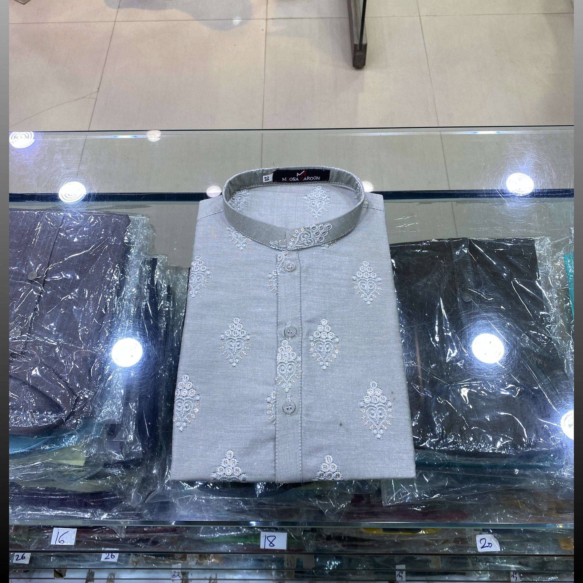 Ash Grey Motif Kurta Pajama